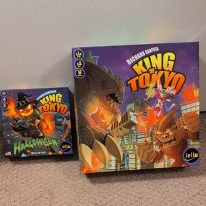 King of Tokyo Monster Battle Board Game With Halloween Expansion Pack  EUC